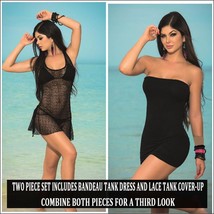 Mapale Black Two Piece Bandeau Style Dress and Crochet Cover-up**Combine Both Pi - £38.32 GBP