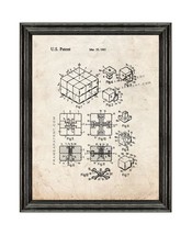 Rubik Cube Toy Patent Print Old Look with Black Wood Frame - £19.94 GBP+