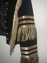 Women Velvet Military Style Jacket Black Gold Fringe XL - €43,32 EUR