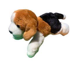 Aurora World Beagle Puppy Dog Plush 12&quot; Flopsies Bean Bag Black White Brown Toy - £6.07 GBP