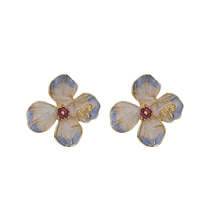 Purple Enamel &amp; 18K Gold-Plated Bee Flower Stud Earrings - £10.38 GBP
