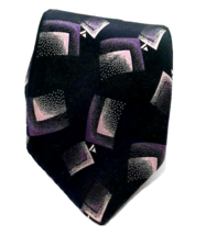 Andrini Tie Black Background Purple Geometric Print L 59&quot; W 3-1/2&quot; - £10.87 GBP