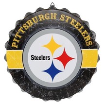 NFL Pittsburgh Steelers Metal Bottle Cap Sign Wall Mancave Black - $23.95