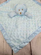 Pro Goleem blue teddy bear minky dot satin baby security blanket new - £15.54 GBP