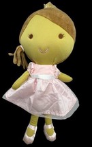 Carters Princess Doll Stuffed Plush Baby Toy 12&quot; Pink Dress Brown Hair B... - $15.80