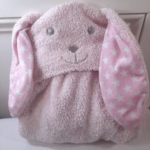 Stephan Baby pink bunny Hooded blanket rabbit white stars Bath Towel Ste... - $12.00