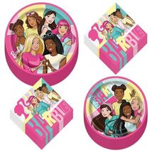 HOME &amp; HOOPLA Barbie and Friends Pink Birthday Party Assortment of Dinner Plates - £17.97 GBP