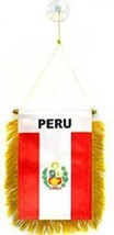 PERU MINI BANNER FLAG GREAT FOR CAR &amp; HOME WINDOW MIRROR HANGING 2 SIDED - £10.94 GBP