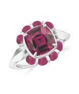 Kicky and Perky 925 Sterling Silver Rhodolite Garnet Halo Ring Jewelry F... - $145.32 CAD