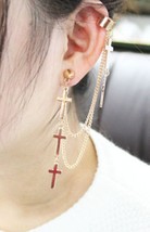 1 Pcs Fashion Cross Tassel Chains Ear Cuff Earrings For Women Girls Gothic Punk  - £6.91 GBP