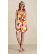 ABSTRACT FLORAL MINI SILK TANK DRESS Orange Green Pink Yellow MULTI - £55.03 GBP