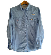 Columbia Women&#39;s Size Medium PFG Shirt Blue Button Front Vented Mesh Fishing - £12.70 GBP