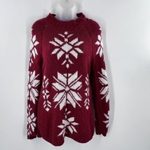 American Rag Womens Red Winter Snowflake Pullover Chunky Knit Sweater Size Small - £19.27 GBP