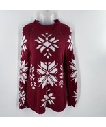 American Rag Womens Red Winter Snowflake Pullover Chunky Knit Sweater Si... - £18.97 GBP