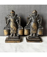 Vintage Dutch Milk Maid Bookends Cast Iron Dutch Girl with Milk Pails Do... - $52.01 CAD