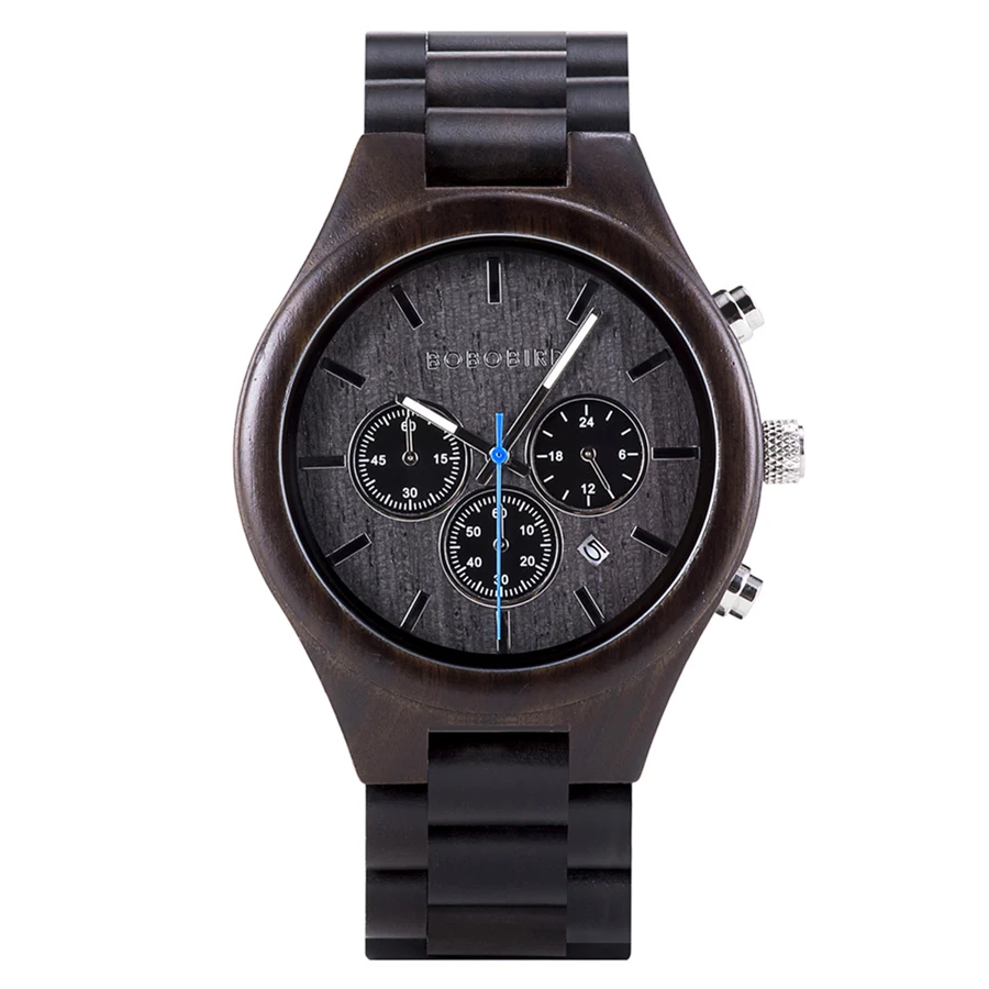 Ebony Wood Watch for Men Casual Wristwatch Clock relogio masculino часы ... - £46.81 GBP
