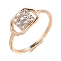 Fashion Micro-wax Inlay Natural Zircon Rings for Women 585 Rose Gold Geometry Cr - £7.09 GBP