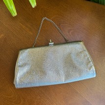 Vintage 1960s Gold/Silver Lame&#39; Convertible Clutch Structured Purse w Clasp - $23.22