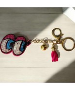 Pink and Blue Emoji Eyes Rhinestone Keychain Bag Charm - $5.21
