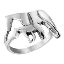 Mother&#39;s Love Mom and Baby Horse Sterling Silver Band Ring-8 - $18.01