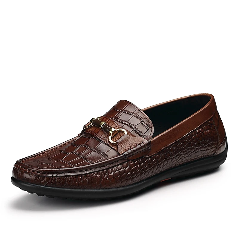 Men Leather Summer Alligator Texture Slip-On Casual Shoes Male loafer Me... - $162.87