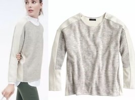J Crew Jaspe Sweater Size M Cream Gray Colorblock Boxy Fit Pullover Style B6471 - £23.60 GBP
