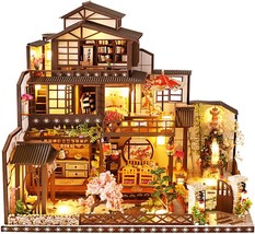 Japanese Villa Doll House 1:24 Miniature Furniture DIY 3D Wooden Doll House kit - £78.62 GBP