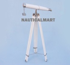 NauticalMart Floor Standing Chrome White Leather Binoculars 62&quot;  - £337.46 GBP