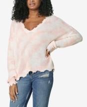 MSRP $44 Ultra Flirt Juniors&#39; Destructed Tie-Dyed Sweater Pink Size XS NWOT - £18.53 GBP