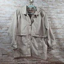 Vintage Tudor Court Womans Jacket Rain Coat Large Tan Button Down FLAW - $14.58