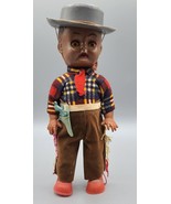VINTAGE 1950&#39;s 10.5&quot; Cowboy Doll Complete w/Hat &amp; Pistol, Eyes Open &amp; Close - £73.13 GBP