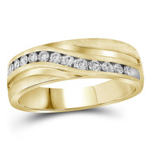 10k Yellow Gold Mens Round Diamond Band Wedding Anniversary Ring 1.00 Ctw - £1,326.24 GBP