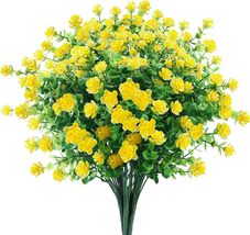 GREENRAIN Artificial Flowers Outdoor Fake Flowers for, 6 Bundles, 2#Yellow - £8.64 GBP