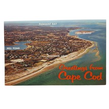 Postcard Greetings From Cape Cod Massachusetts Aerial View Chrome Unposted - £5.21 GBP