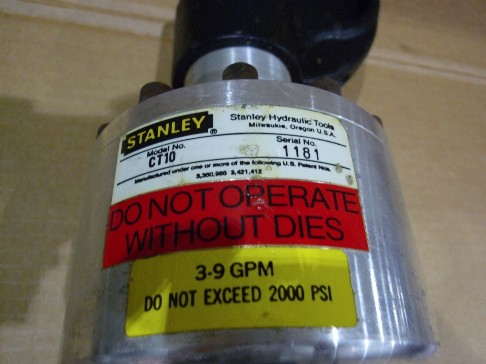 Hydraulic Crimping Tool - Stanley Model CT10 - $850.00