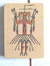 Vintage 1980 Native American Navajo Sand Art Painting 5x7 &quot;Holy Man&quot; Signed - $18.31