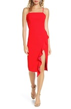 Bardot Carmelle Leg Slit Ruffle Dress SZ 6 Red - £49.75 GBP