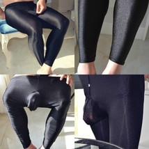 Men Sexy Pantyhose Tights Shiny Silicone Massage Underwear Long Pencil Pants - £6.84 GBP
