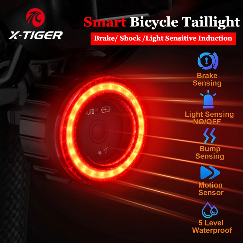 X-TIGER Brake Sensing Rear Lights Ultra Bright Bike Brake Light Smart Auto - £17.92 GBP+