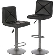 Bar Stools Set Of 2 Counter Height Swivel Stool Pu Leather Modern Height - £71.93 GBP