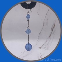 Fashion Light Blue Crystal and Silver Tone Chain Drop Dangle Earrings - Handmade - £6.25 GBP