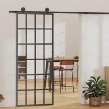 vidaXL Transparent ESG Glass Sliding Door 29.9"x80.7" - Black Frame, Easy - €270,37 EUR