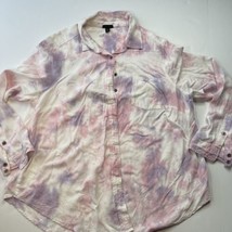 Torrid Button down Top Shirt Women Sz 0 Tie Dye White Purple Pink Light Weight - £10.35 GBP