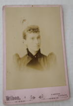 Vintage Cabinet Card Portrait of Young Woman by Wilson in Larned, Kansas - £14.28 GBP