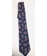 OLIVER HUNT- Necktie- Navy Blue Background Red Designs On Top - £9.77 GBP