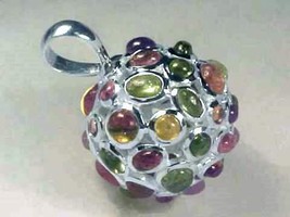 50 Gem Tourmaline Sphere Pendant , Custom Jewelry with Tourmalines, Orb Pendant - £326.40 GBP