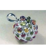 50 Gem Tourmaline Sphere Pendant , Custom Jewelry with Tourmalines, Orb ... - £320.93 GBP