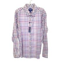 NWT Mens Size XL Egara Purple Slim Fit Check Pattern Button Front Dress Shirt - £21.61 GBP