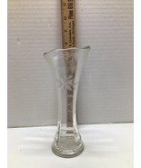 Vintage Swung Etched Floral Clear Glass Vase - $186.24 MXN