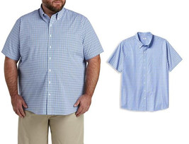 Amazon Essentials Men&#39;s Blue Short-Sleeve Plaid Big &amp; Tall Dress Shirt 5XLT - £15.50 GBP